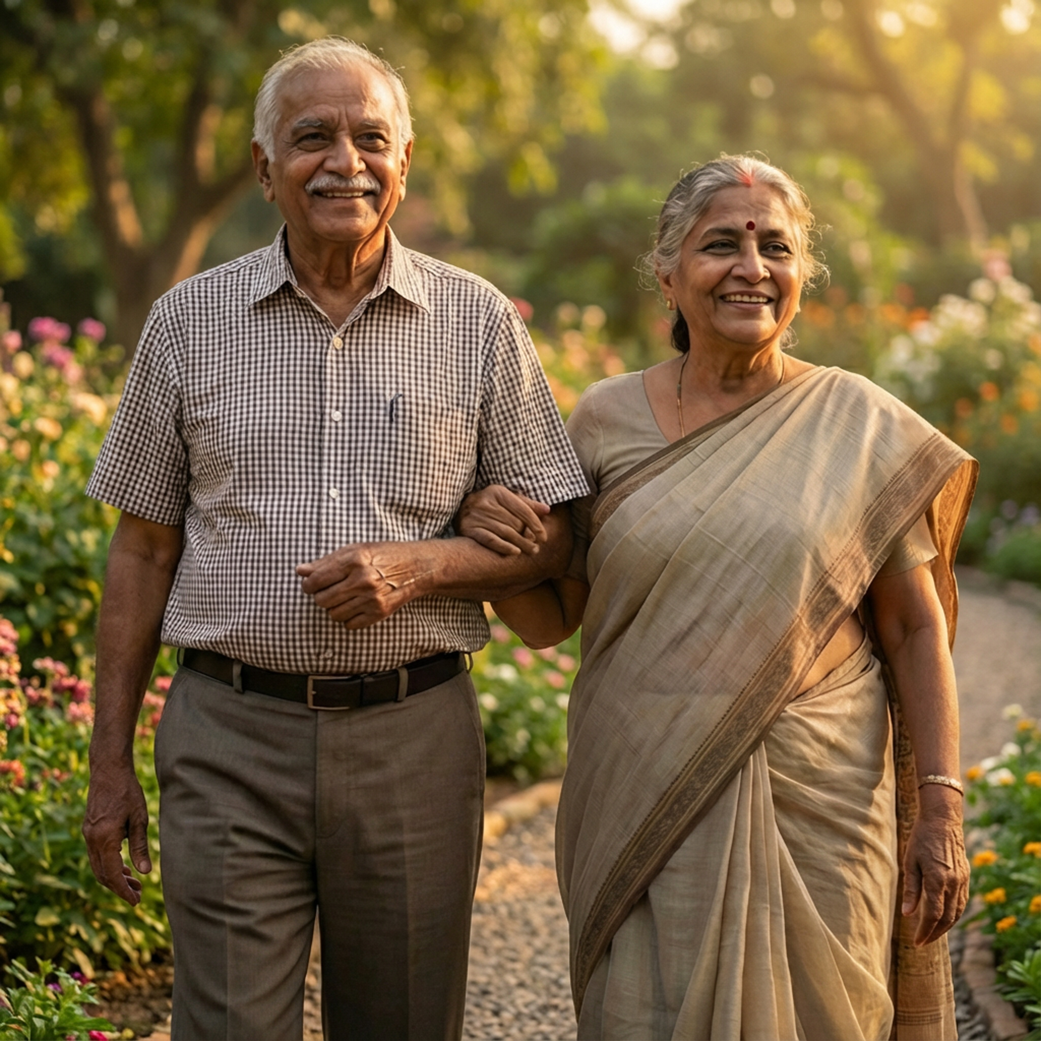 Happy elderly couple with improved vision after cataract surgery