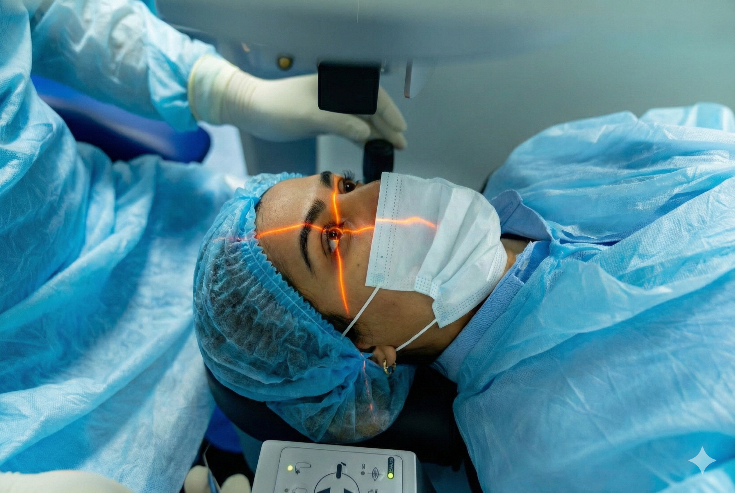 Doctor performing cataract examination
