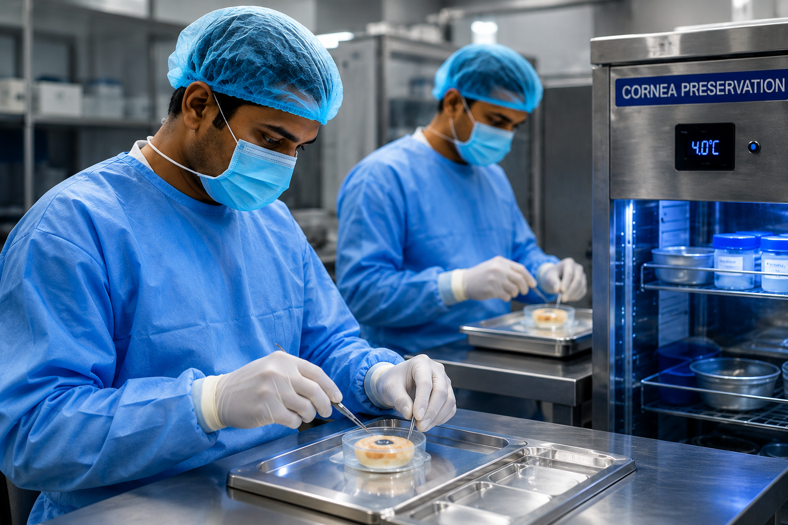 Doctor performing cataract examination