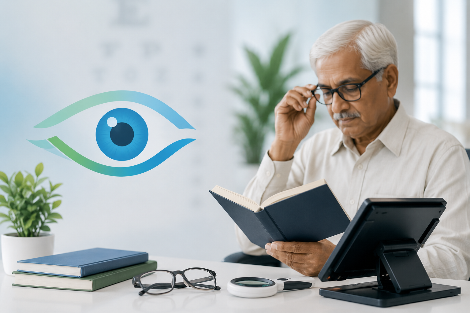 Doctor performing cataract examination