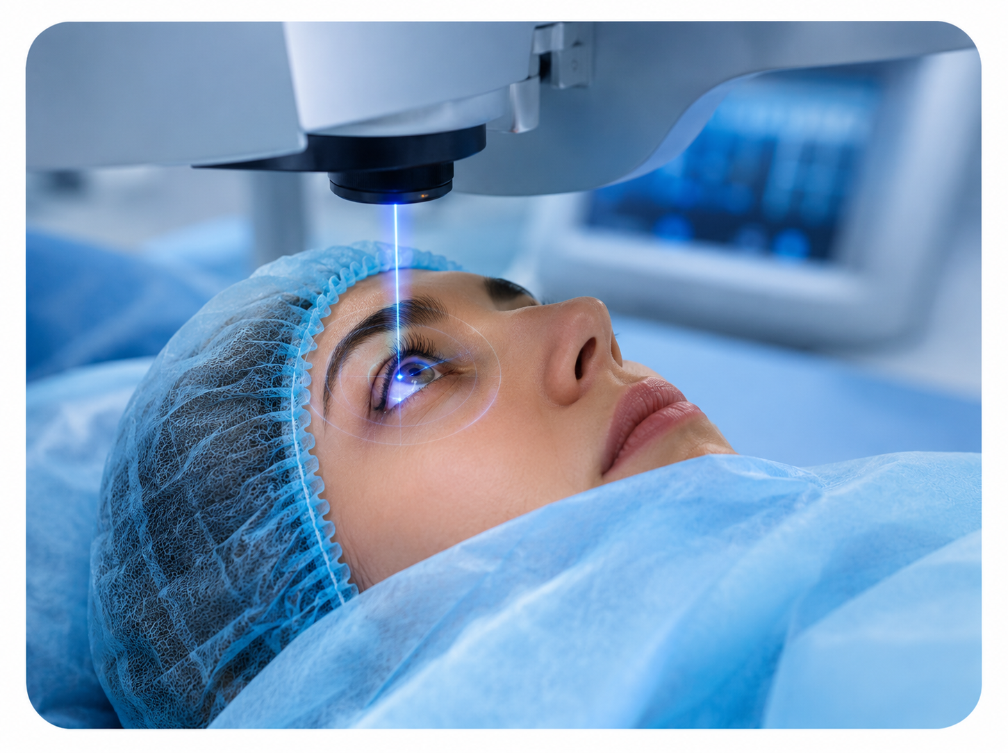Doctor performing cataract examination