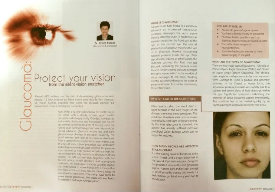 Glaucoma information image detailing symptoms and treatment options available