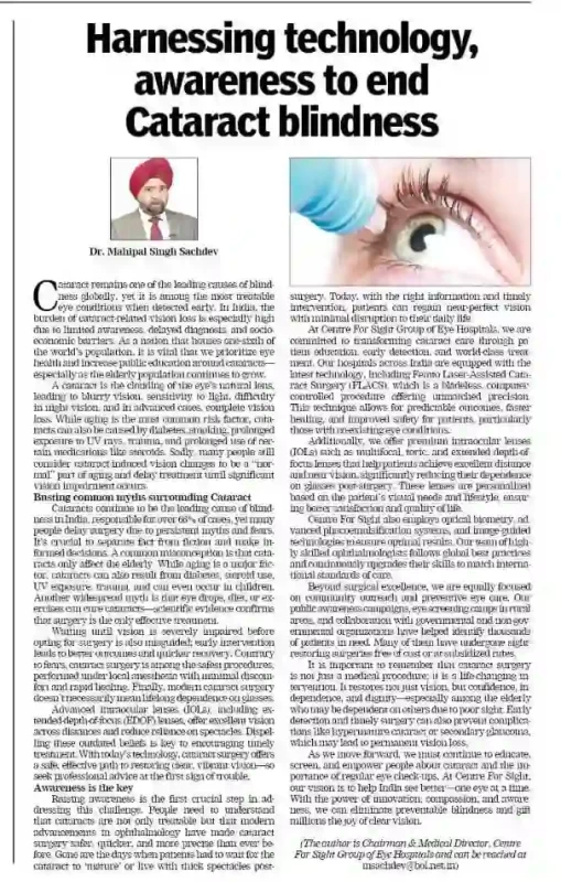 Harnessing technology, awareness to end Cataract blindness